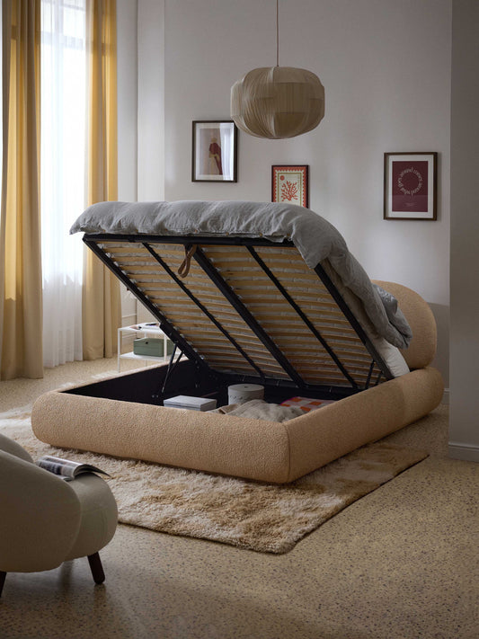 Simpales Alba Bouclé Bed with Storage, Upholstered