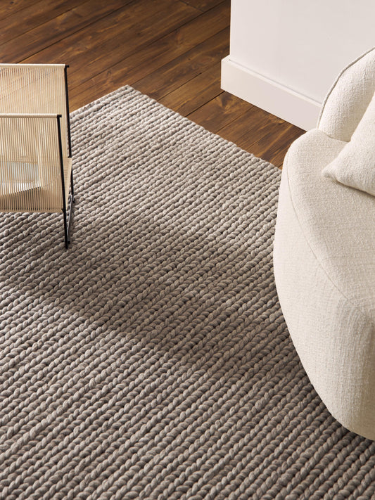 Simpales Bruna Wool Rug, Handmade, with Braided Texture
