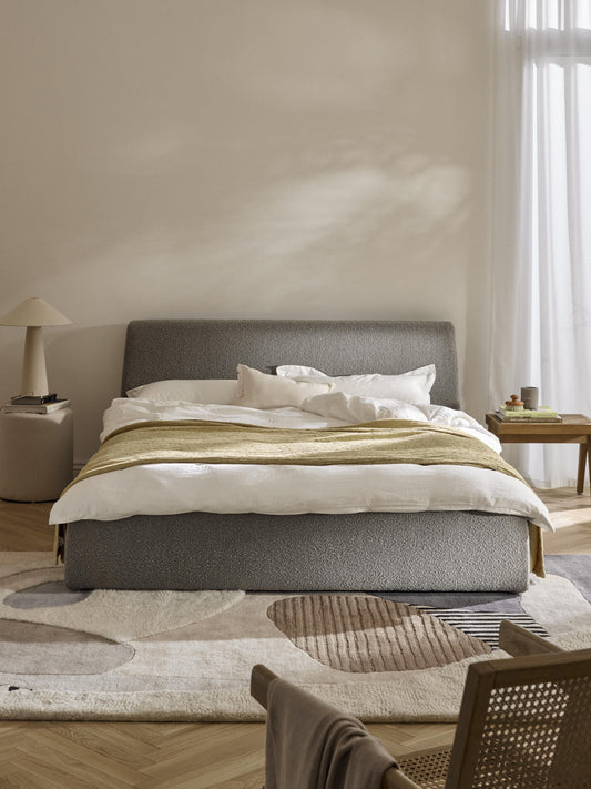 Simpales Cloud Bed, Upholstered in Bouclé