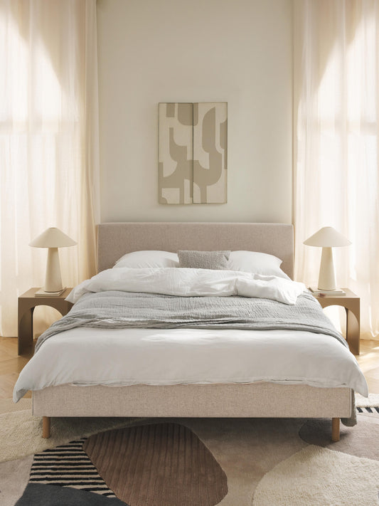 Simpales Giulia Bed with Wooden Feet, Upholstered