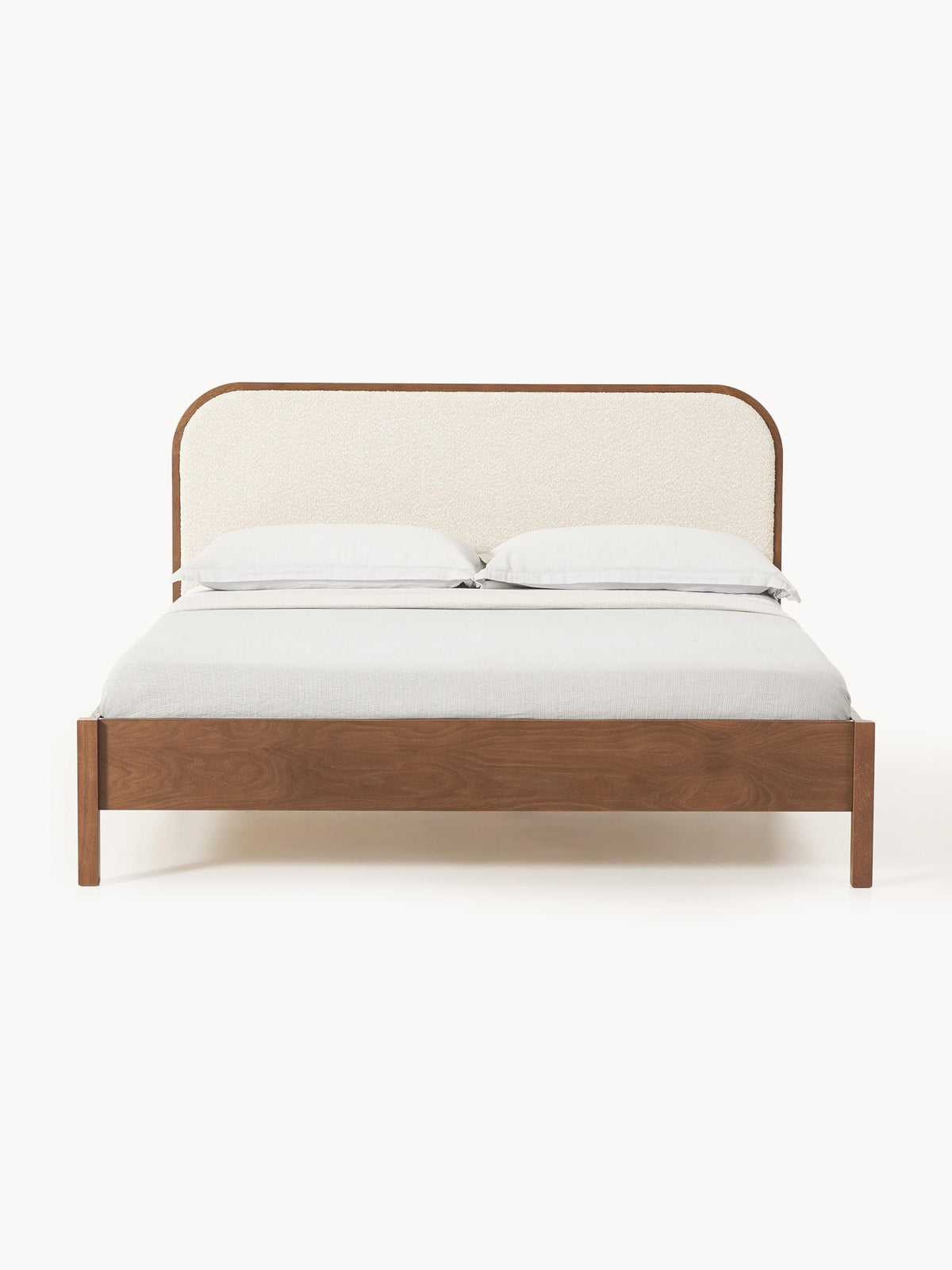 Simpales Jones Bed in Wood with Bouclé Headboard