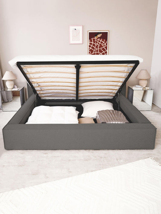 Simpales Lennon Bed with Storage, Upholstered
