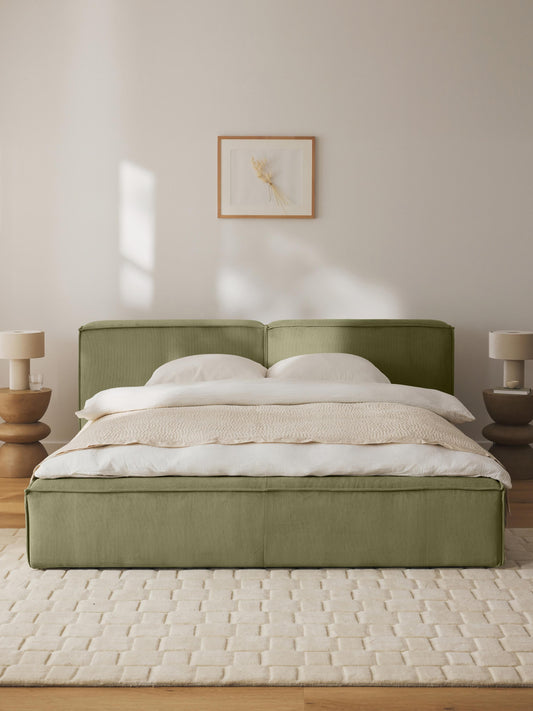 Simpales Lennon Storage Bed, Upholstered in Corduroy