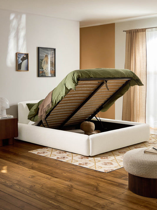Simpales Melva Bed with Storage, Upholstered