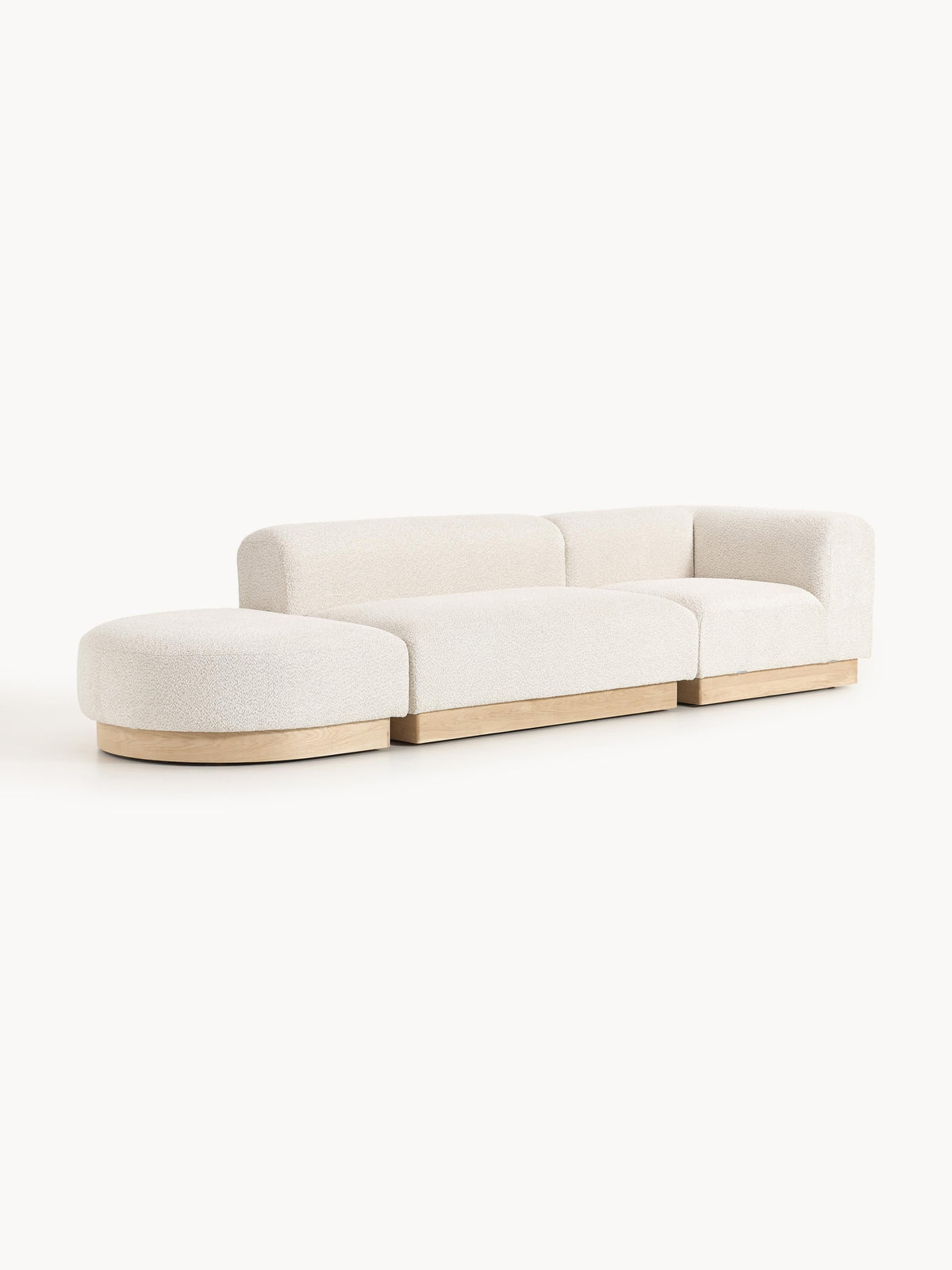 Simpales Natalie Modular Ottoman with Stool, Teddy Bouclé (Left/Right)