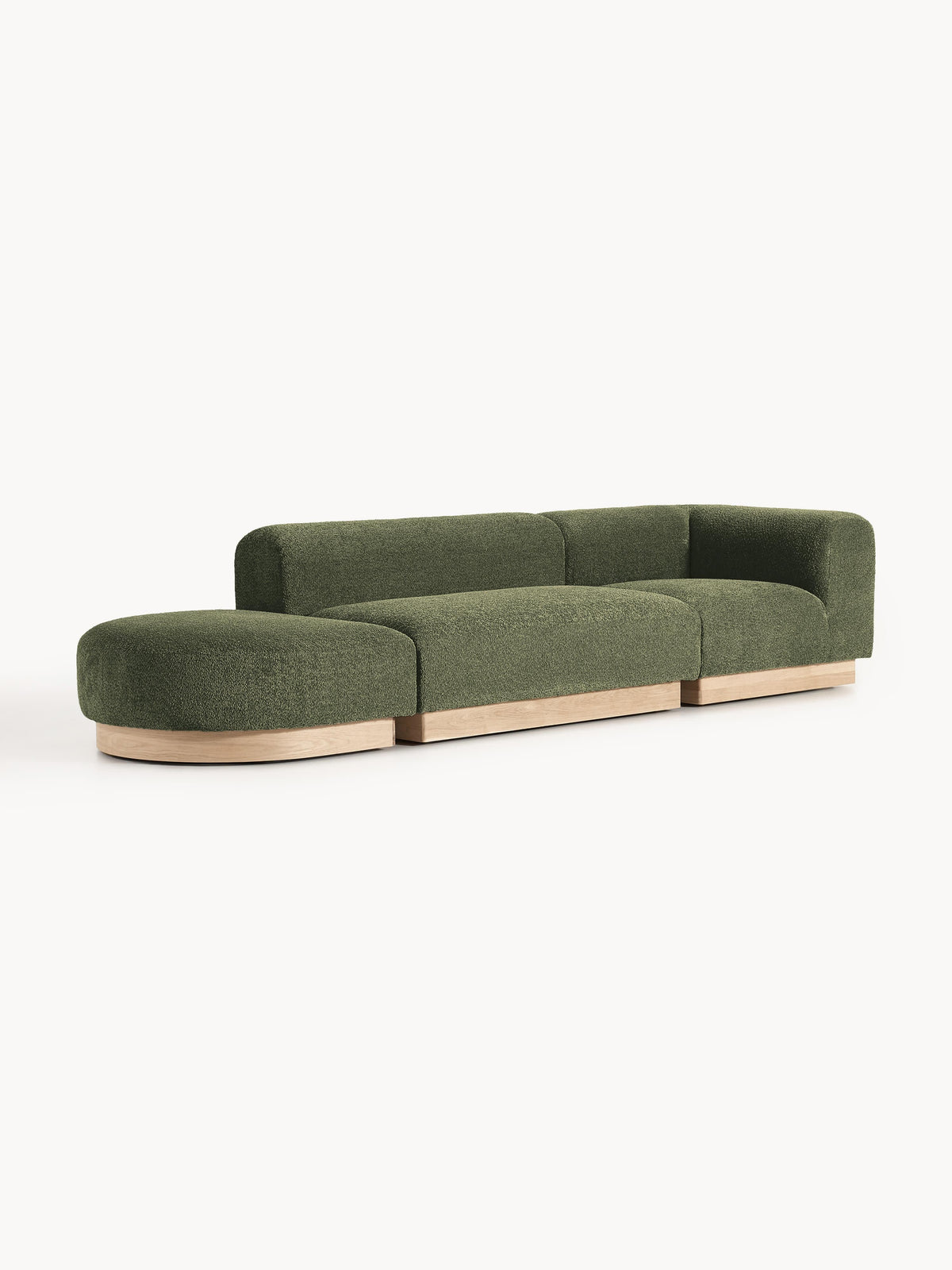 Simpales Natalie Modular Ottoman with Stool, Teddy Bouclé (Left/Right)