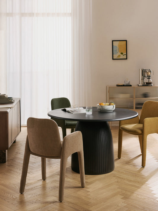 Simpales Nelly Dining Table, Round with Fluted Texture, in Various Sizes