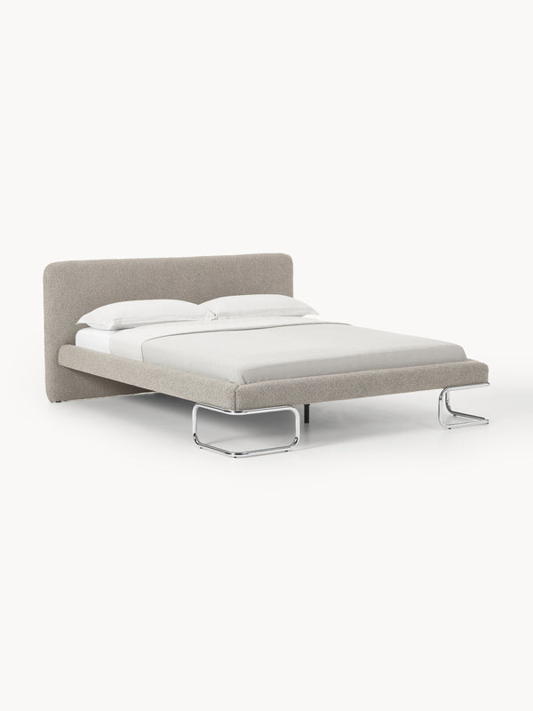 Simpales Olina Bouclé Bed with Metal Legs, Upholstered