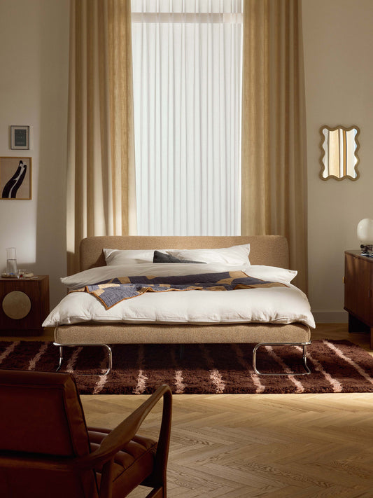 Simpales Olina Bouclé Bed with Metal Legs, Upholstered