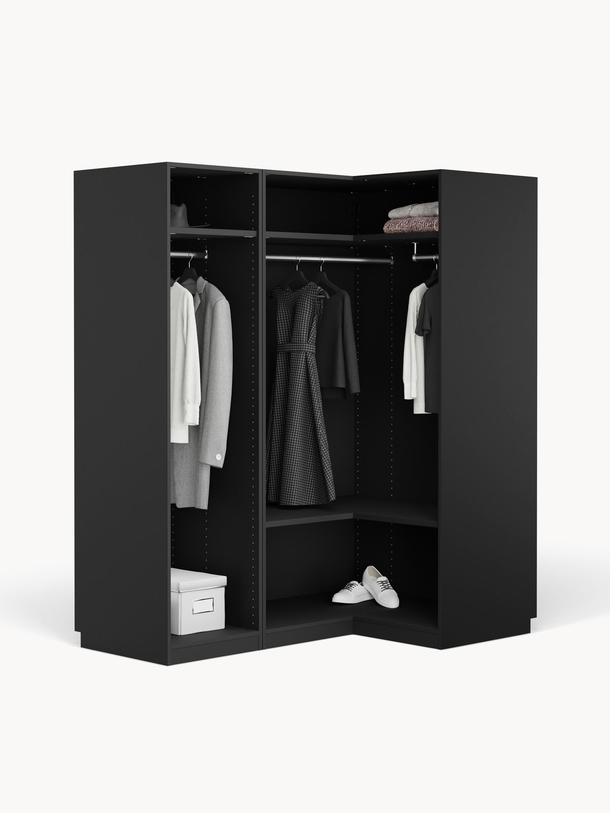 Simpales Simone Modular Wardrobe for Corners, 165 cm Wide, in Various Sizes