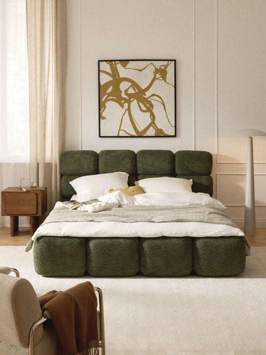 Simpales Tayla Upholstered Bed, Teddy Bouclé