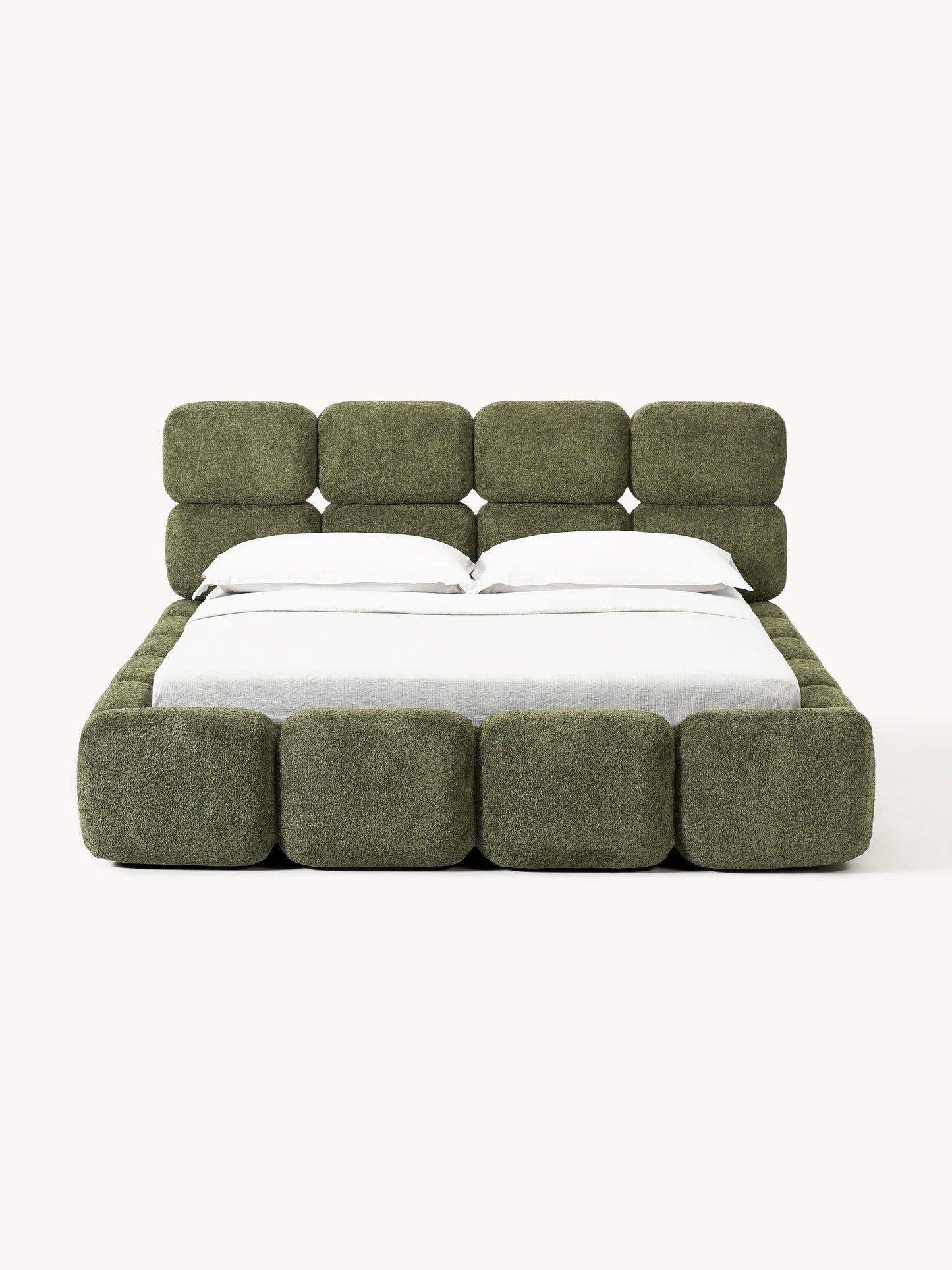 Simpales Tayla Upholstered Bed, Teddy Bouclé