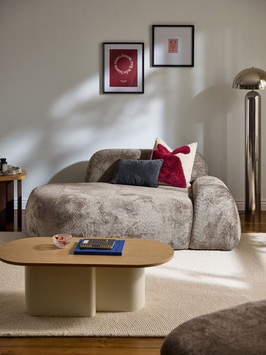Simpales Wolke Chaise Longue Sofa in Teddy Bouclé, 2-Seater