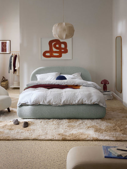 Simpales Alba Bed, Upholstered in Bouclé