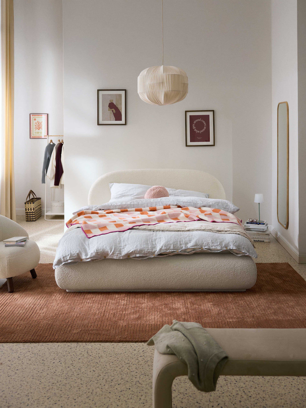 Simpales Alba Bed, Upholstered in Bouclé