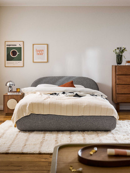 Simpales Alba Bed, Upholstered in Bouclé