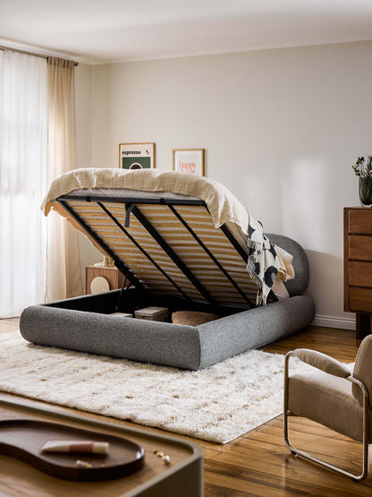 Simpales Alba Bouclé Bed with Storage, Upholstered