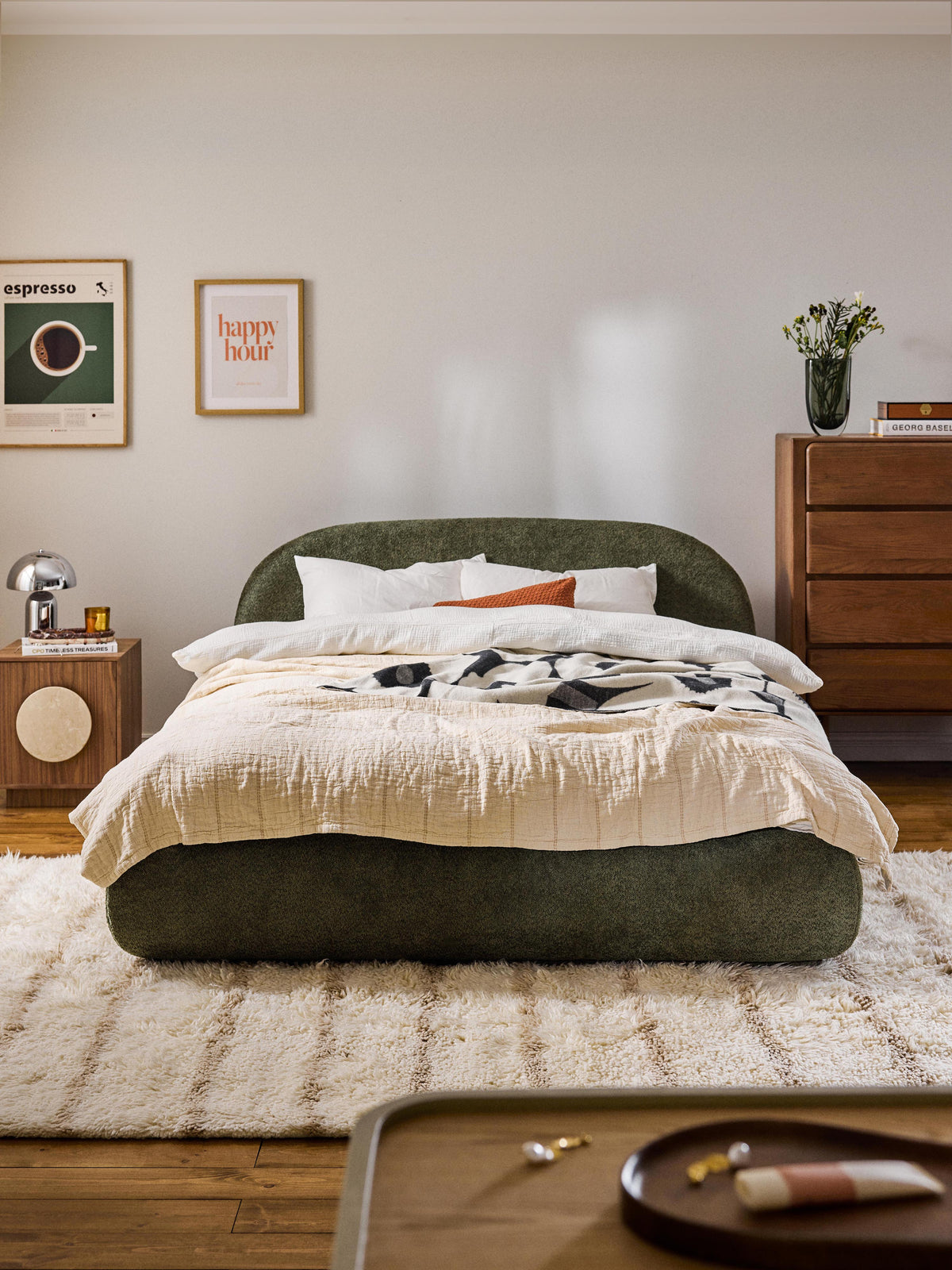 Simpales Alba Upholstered Bed, Teddy Bouclé