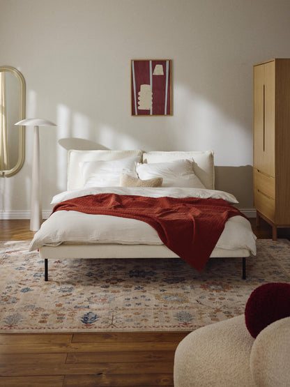 Simpales Amelia Upholstered Bed, Teddy Bouclé
