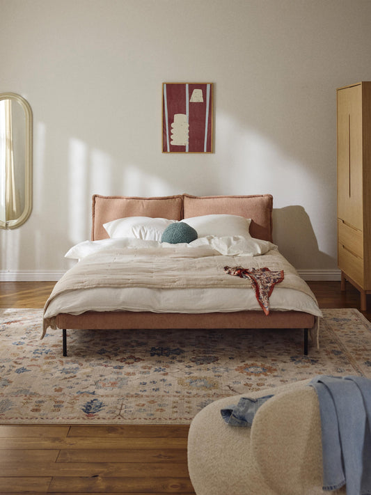 Simpales Amelia Upholstered Bed, Teddy Bouclé
