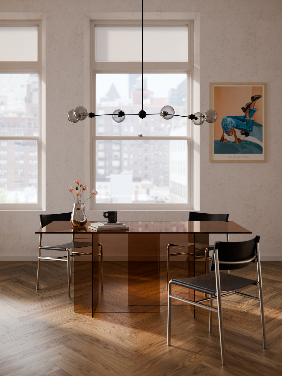 Simpales Anouk Dining Table, Glass, 180 x 90 cm