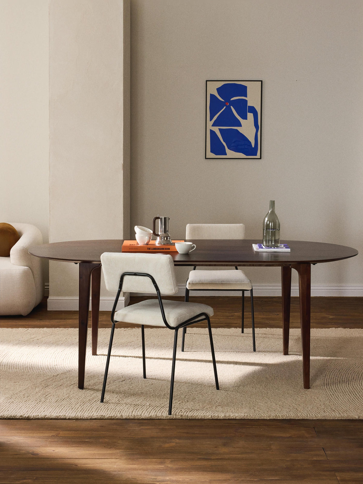 Simpales Archie Oval Dining Table, Mango Wood, 200 x 100 cm