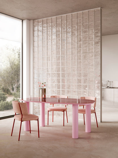 Simpales Beni Dining Table with Glass Top, Organic, 200 x 110 cm
