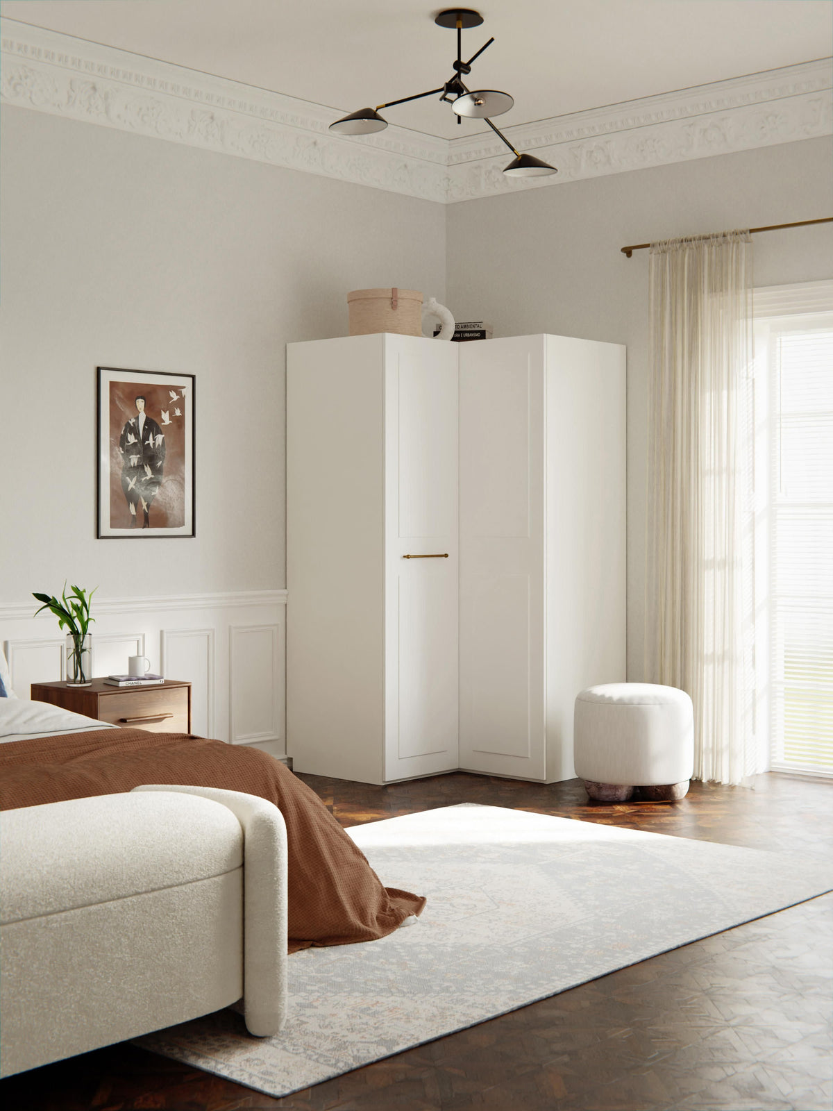 Simpales Charlotte Modular Wardrobe for Corners, 115 cm Wide