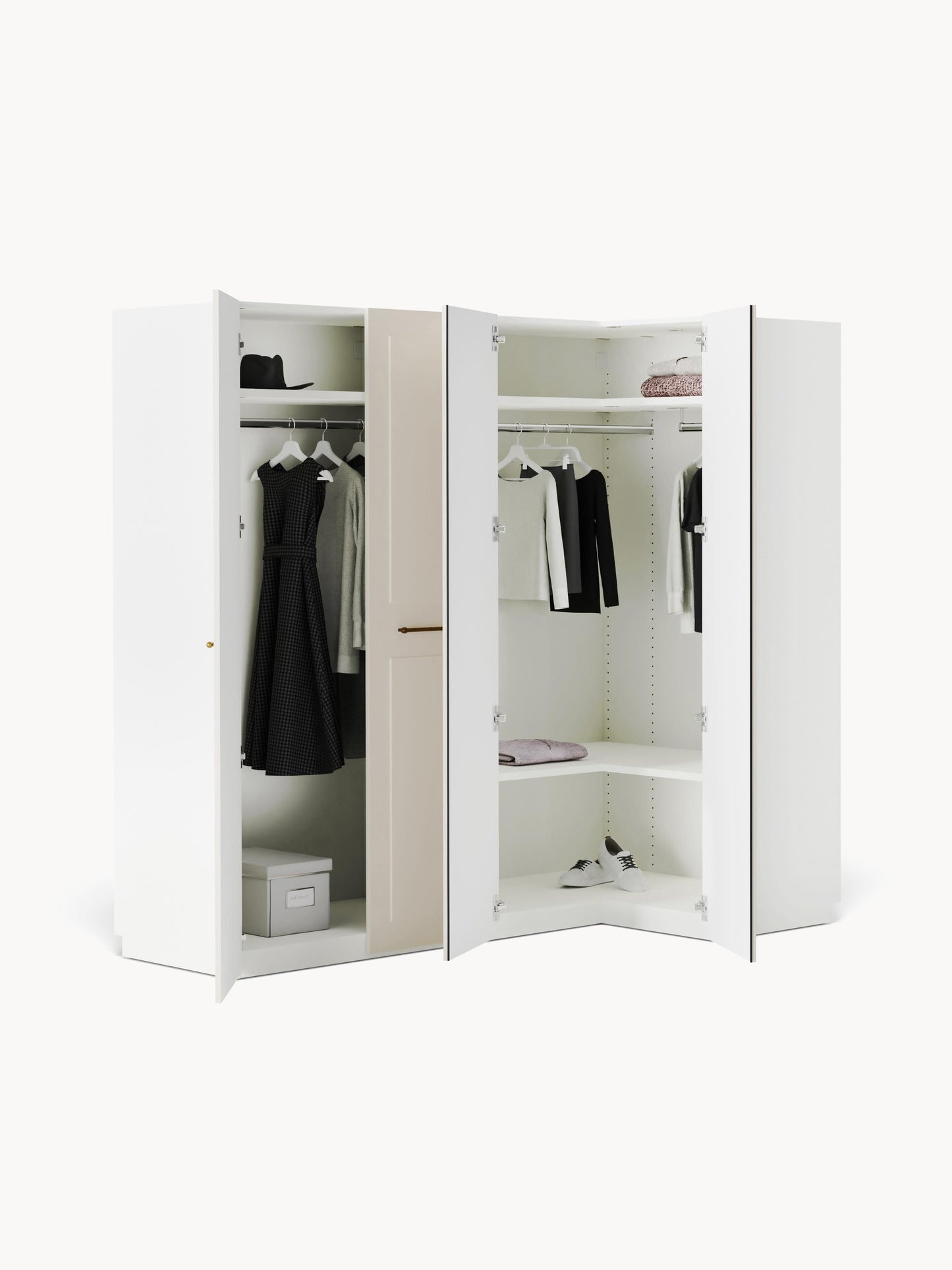 Simpales Charlotte Modular Wardrobe for Corners, 215 cm Wide, in Various Sizes