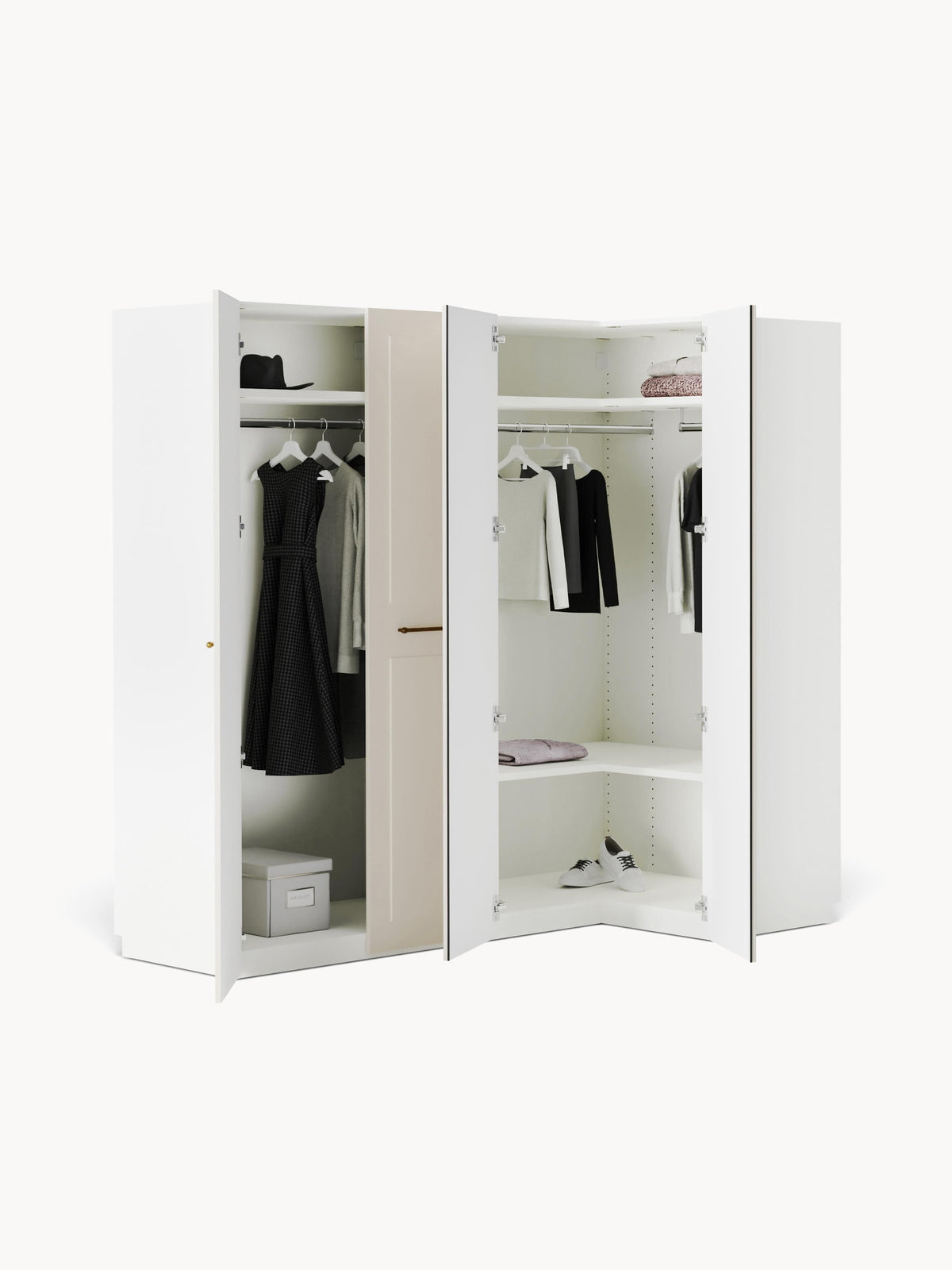 Simpales Charlotte Modular Wardrobe for Corners, 215 cm Wide, in Various Sizes