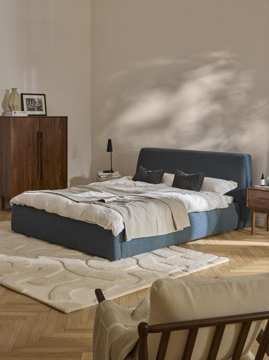 Simpales Cloud Bed, Upholstered in Bouclé
