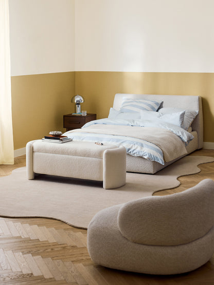 Simpales Cloud Bed, Upholstered in Bouclé