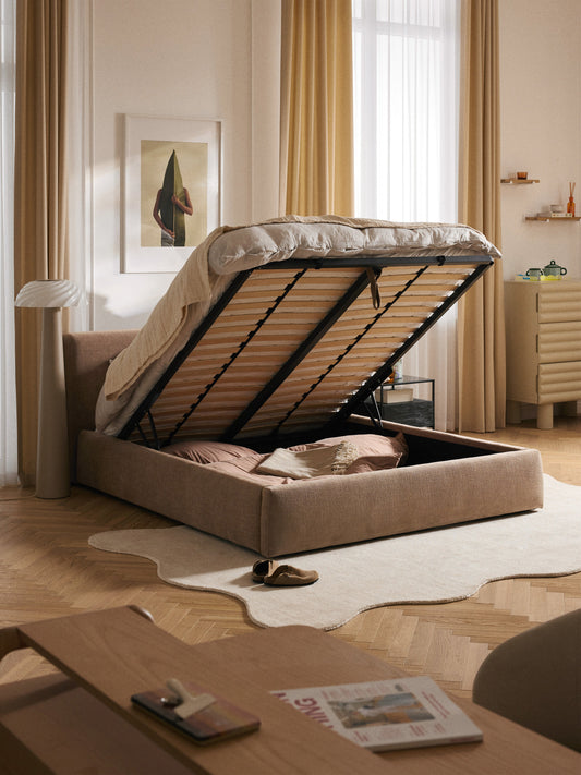 Simpales Cloud Bed with Storage, Upholstered
