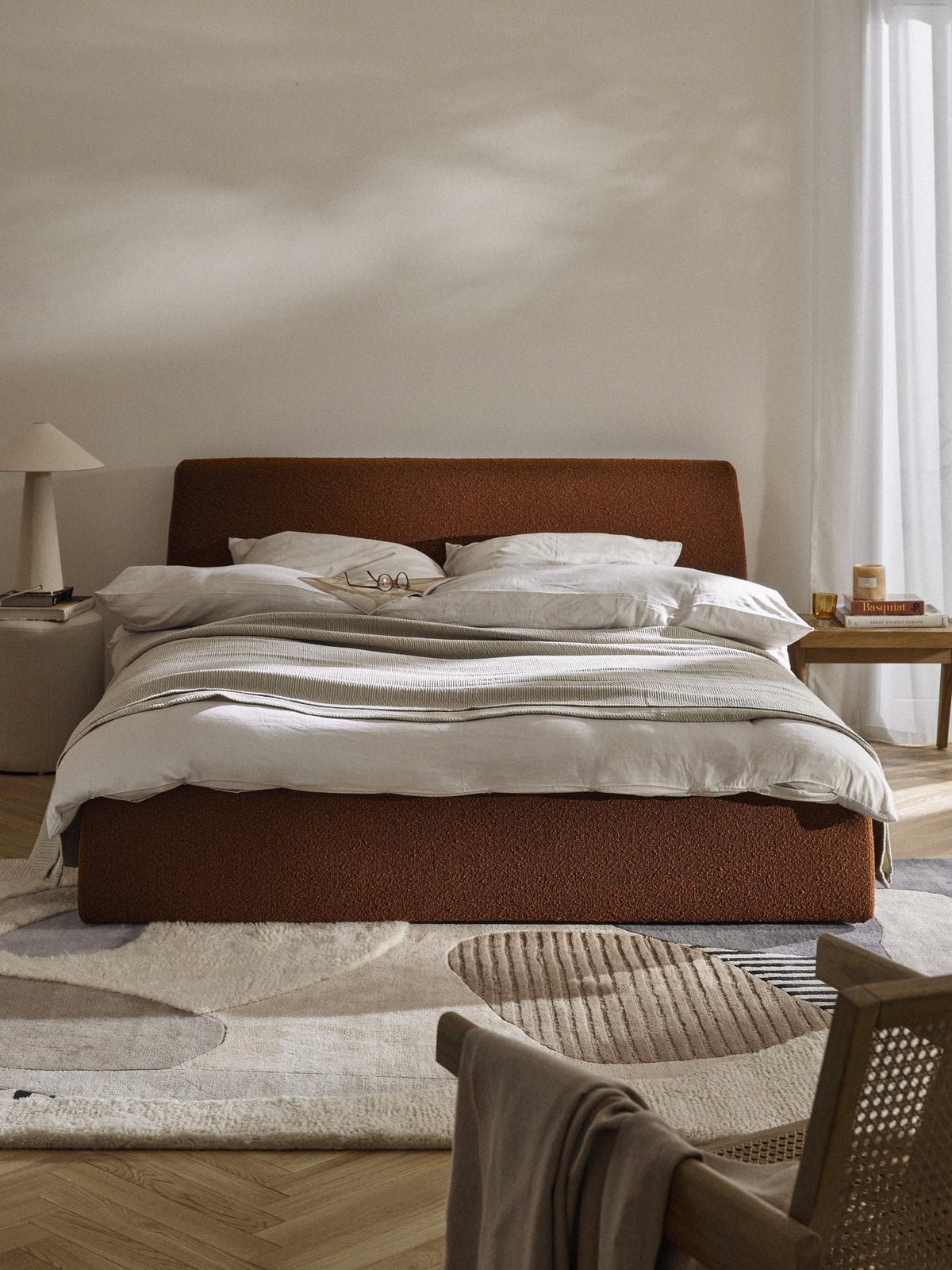 Simpales Cloud Storage Bed, Upholstered in Bouclé