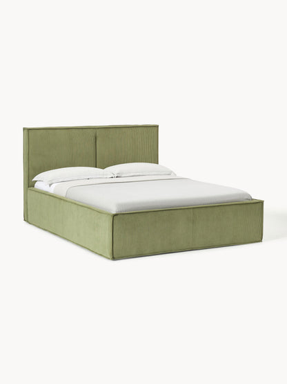 Simpales Dream Storage Bed, Upholstered in Corduroy