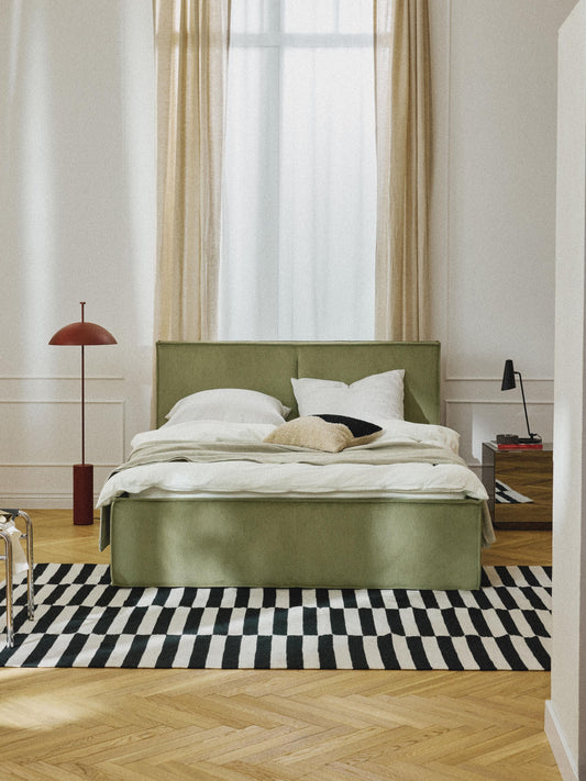 Simpales Dream Storage Bed, Upholstered in Corduroy