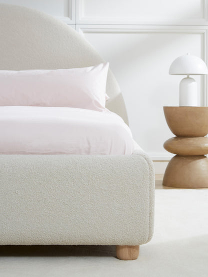 Simpales Ebba Bed, Upholstered in Teddy