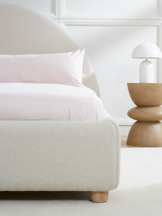 Simpales Ebba Bed, Upholstered in Teddy