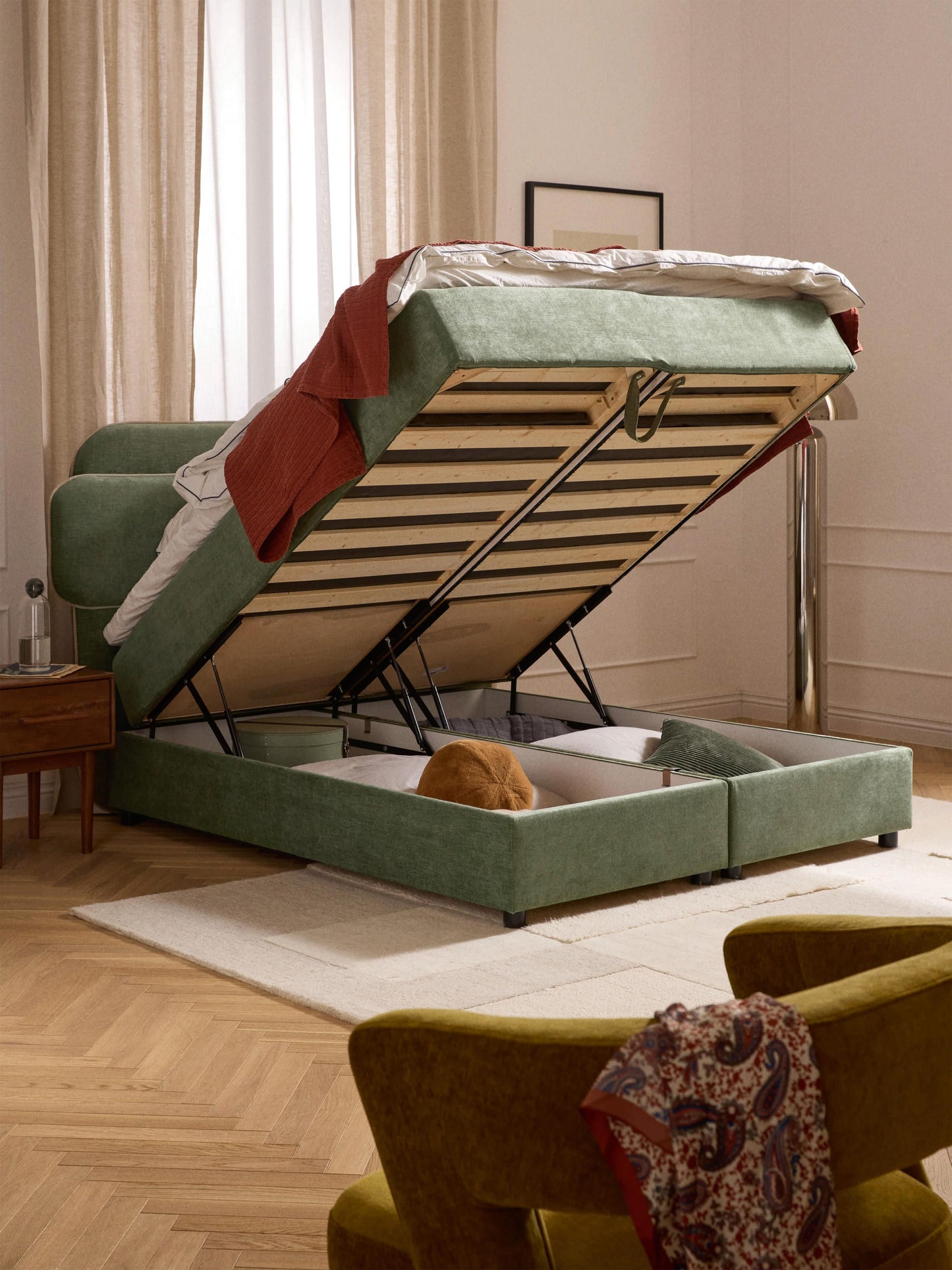 Simpales Enrica Bed with Box Spring and Storage