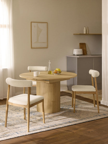 Simpales Filo Dining Table with Grooved Texture, Extendable, 120 - 160 x 75 cm