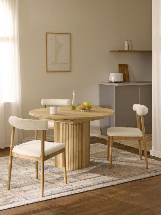 Simpales Filo Dining Table with Grooved Texture, Extendable, 120 - 160 x 75 cm