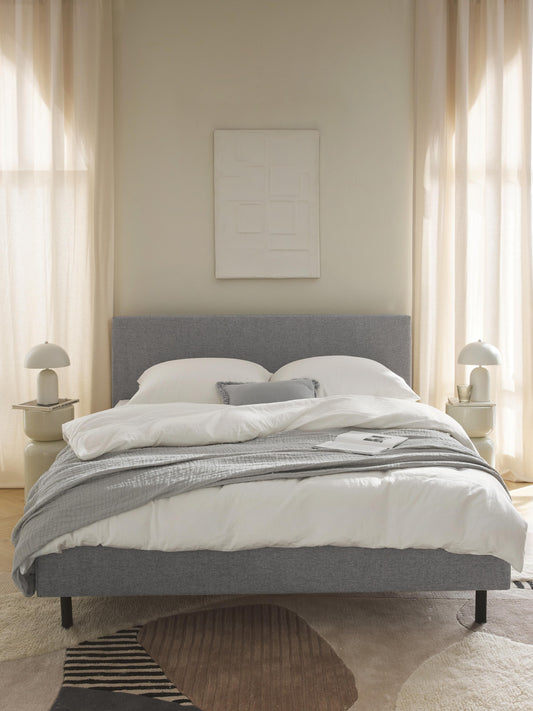 Simpales Giulia Bed with Wooden Feet, Upholstered