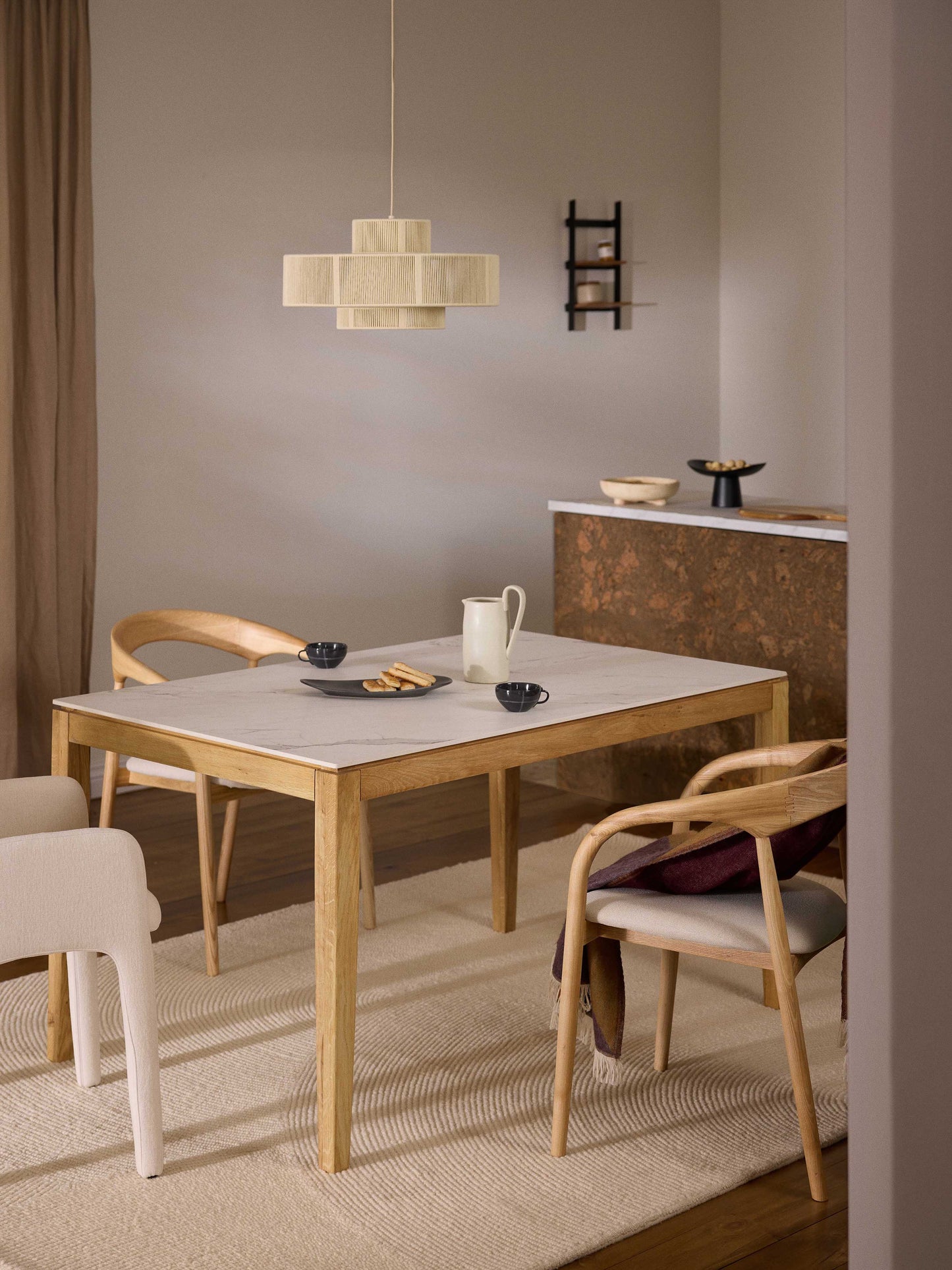 Simpales Jackson Dining Table, Tabletop in Marble Look, in Various Sizes