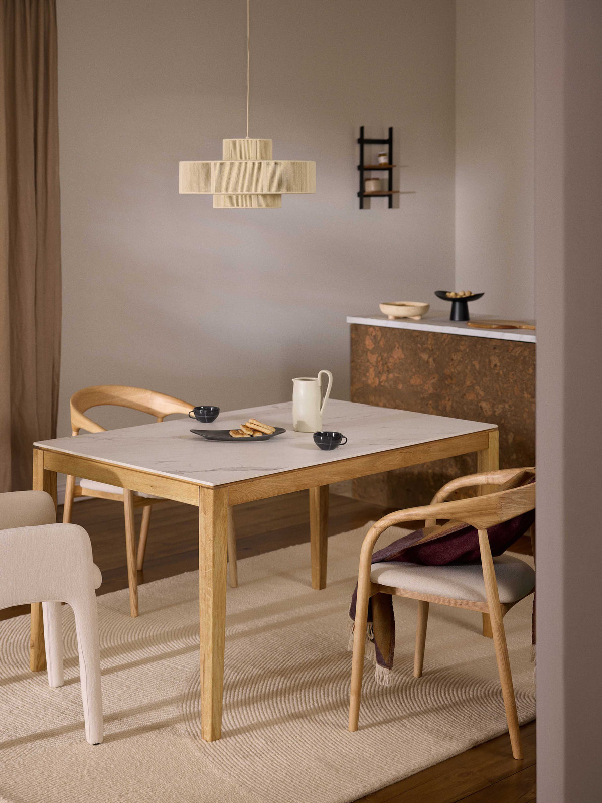 Simpales Jackson Dining Table, Tabletop in Marble Look, in Various Sizes