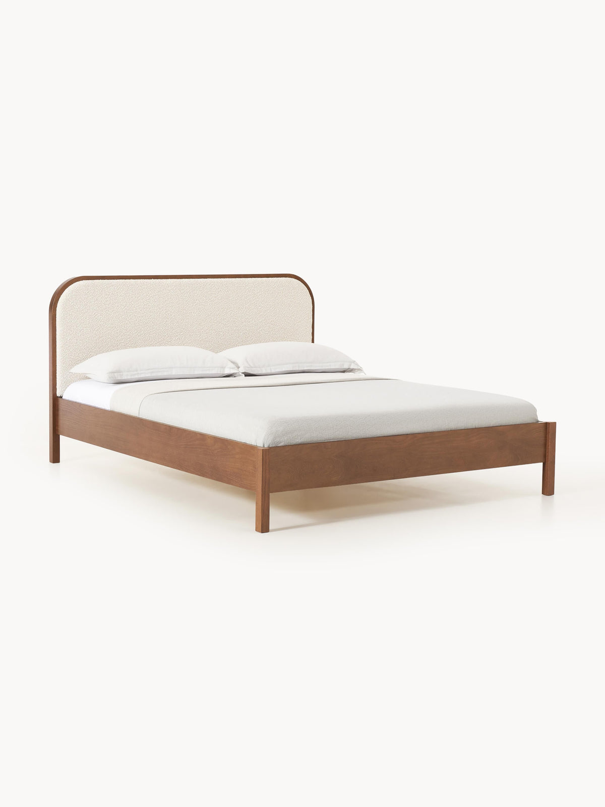 Simpales Jones Bed in Wood with Bouclé Headboard