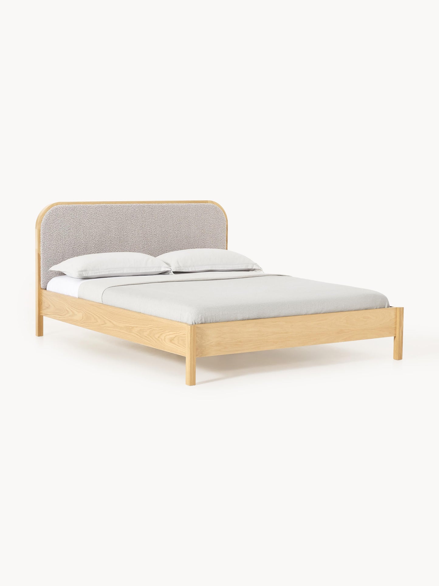 Simpales Jones Bed in Wood with Bouclé Headboard