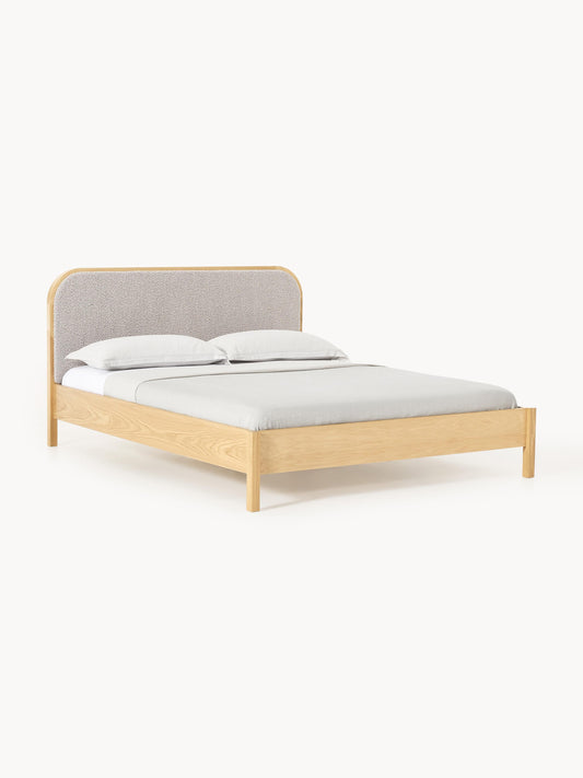 Simpales Jones Bed in Wood with Bouclé Headboard