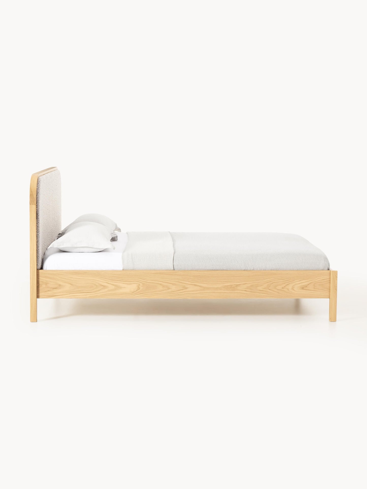 Simpales Jones Bed in Wood with Bouclé Headboard