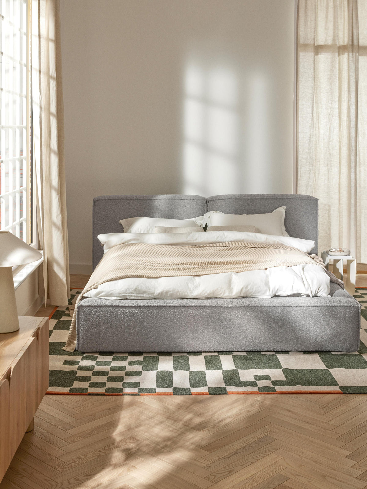 Simpales Lennon Bed, Upholstered in Bouclé