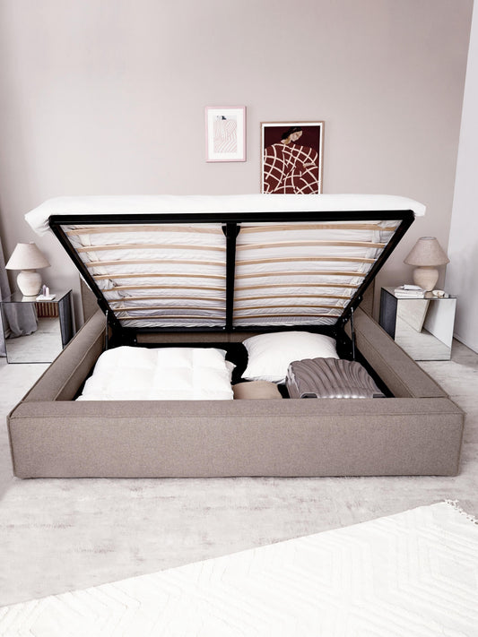 Simpales Lennon Bed with Storage, Upholstered